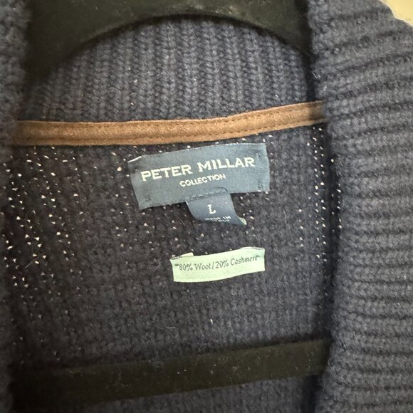 Men's Peter Millar Navy & Brown Cashmere Jacket - Picture 2 of 3